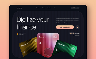 LeJourn Digital Finance Bank Website bank cards clean dark design figma finance fintech landing page ui web website