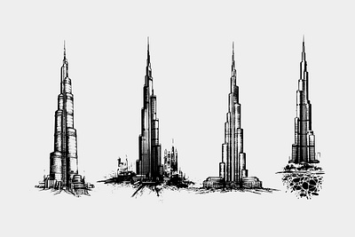 Burj Khalifa Vector Artwork artwork black white branding burj khalifa design editable elegant graphic design illustration minimal modern simple vector