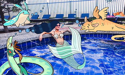 Mother of the Sea dragons 2d character design collage design digital illustration digitalart illustration procreate