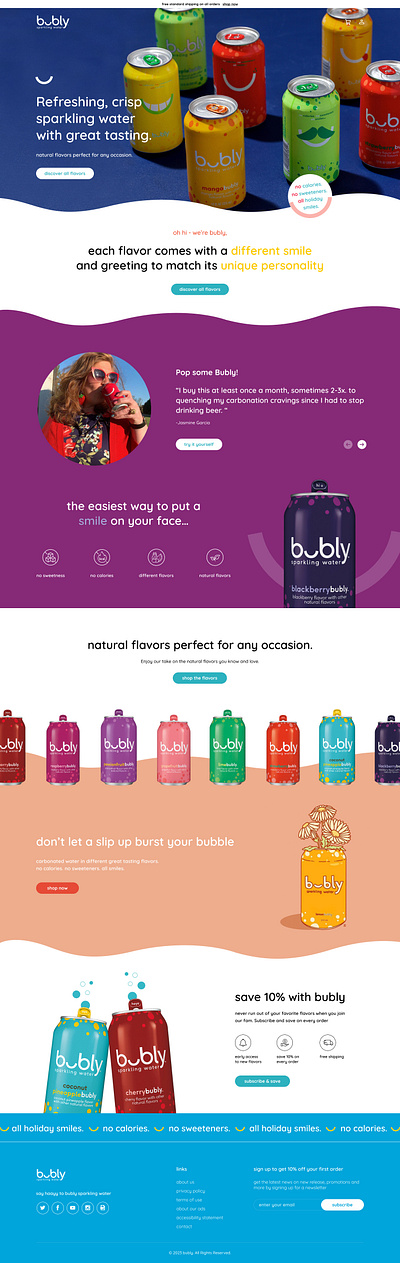 Landing Page Design for 'Bubly' Sparkling Water branding design landing page ui web design website design