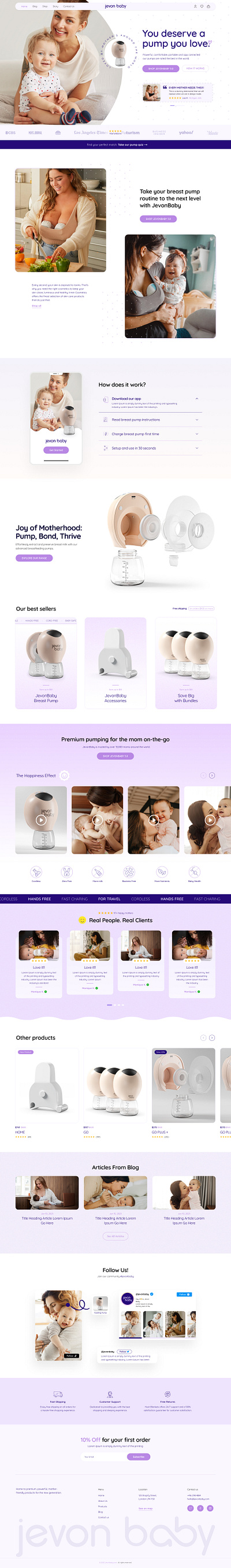 Jevon Baby Breast Pump Landing Page UI branding design graphic design ui ux website