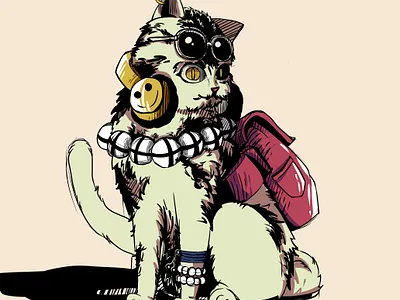 cat illustration 2d artwork cartoon drawing graphic design illustration