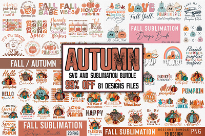 Big Autumn SVG and Sublimation Bundle drawing