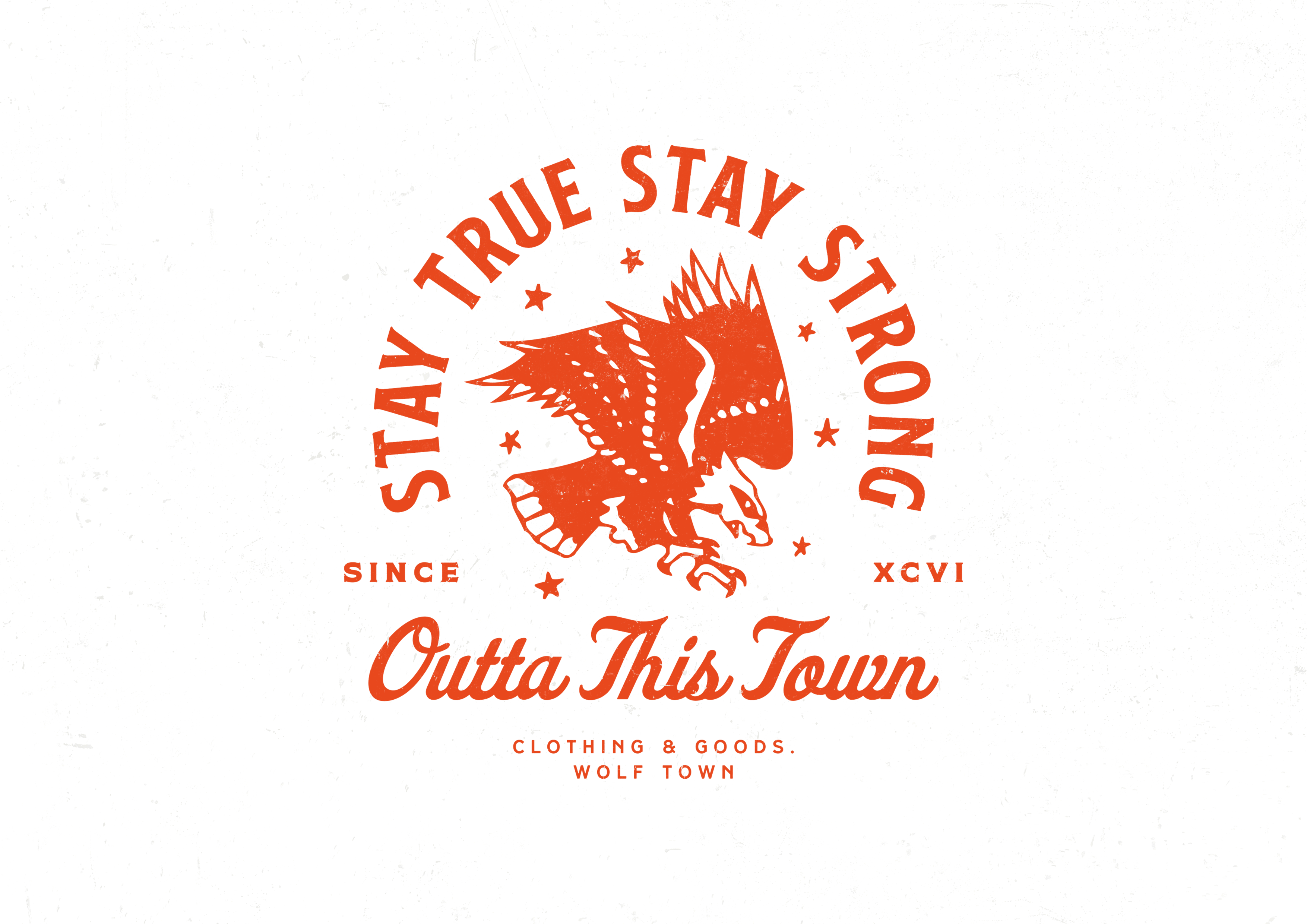 Stay True Stay Strong Tattoo Inspired Graphics badge bold branding creative cursive design eagle graphic design lockup print red screen print tattoo type