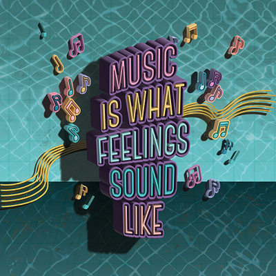 Music 3D poster 3d design graphic design illustration music typography vector
