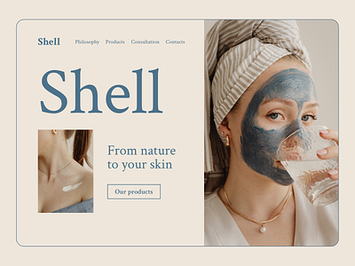 Shell. Landing for a natural cosmetics store concept design figma landing ui ux webdesign