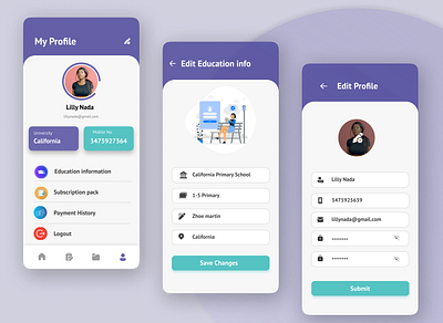 Student Profile UI Design app design ui uidesign ux