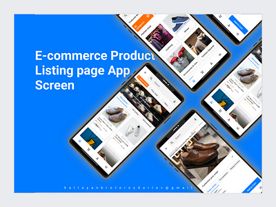E-commerce Product Listing page app screen - UI design add to cart discounts offers e commerce app filter options mobile commerce online shopping pagination price range product categories product comparisons product descriptions product details product images product listing product ratings reviews quick view related products search bar sorting functionality wishlist