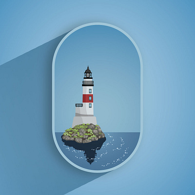 Lighthouse at day and night cute graphic design illustration landscape lighthouse