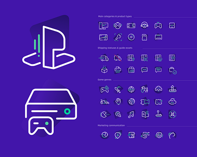 Gaming e-commerce icons graphic design icon vector
