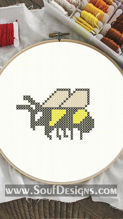 Simple Bee Embroidery Cross Stitch Pattern embroidery