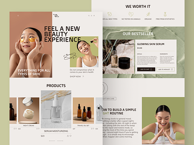 Cosmetic landing page aesthetic beauty cosmetic cosmetology e commerce landing page makeup online shopping shop skincare spa store ui ui ux design web design website woman care
