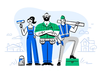 Lula - Web Illustrations brand character hand drawn house human illustration ink line maintenance man paint people property service spot illustration ui vector website women workmen