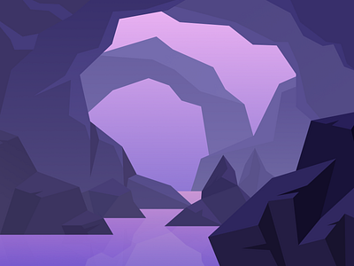 Caverns arcs caverns design figma graphic design illustration landscape minimalistic pink purple rocks vector