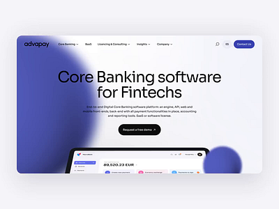 Advapay Motion Concept account back office business core banking cuberto device digital fintech graphics landing page management motion design payment services ui ux