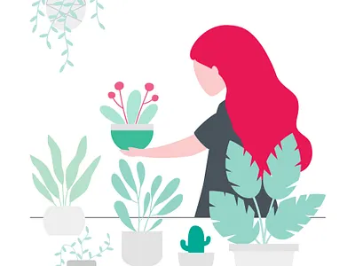 Plant Care gardening illustration indoor plant