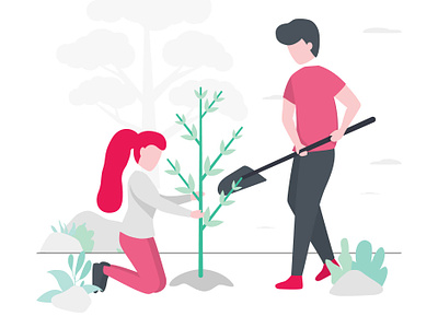 Planting tree illustration planting tree