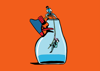 Workers without or with uncertain residence art claraberlinski cleaners climbing colorful concept art figures helping illustration photoshop socialissues spray work workers