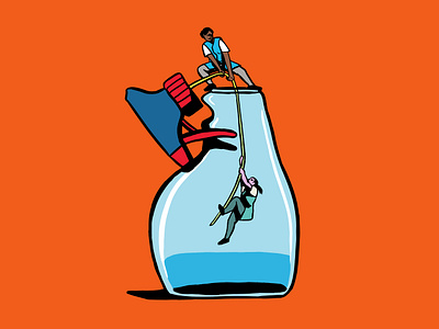 Workers without or with uncertain residence art claraberlinski cleaners climbing colorful concept art figures helping illustration photoshop socialissues spray work workers