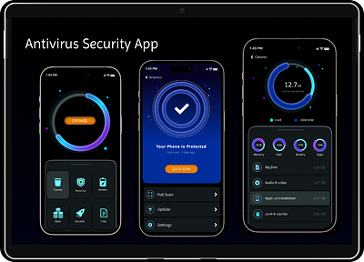 Security App Dark theme app branding design graphic design ui ux