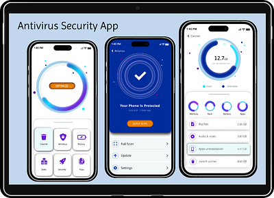 Mobile Antivirus Scan App light theme app branding design graphic design illustration logo typography ui ux