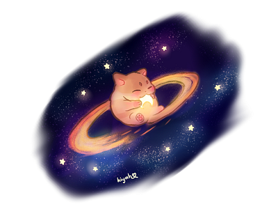 Caturn animal cat design illustration space