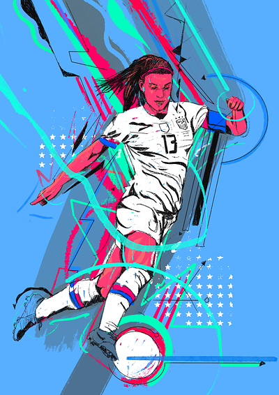 Alex Morgan character football illustrated sports illustration illustrator people portrait portrait illustration procreate soccer sport illustration usa woman world cup