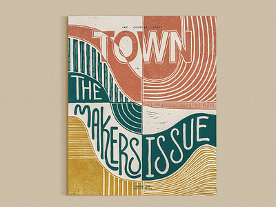 February TOWN Linocut Cover art direction block print community journals design graphic design hand printing illustration linocut magazine cover makers printing printmaking south carolina southern lifestyle magazine the makers issue town carolina town magazine typography