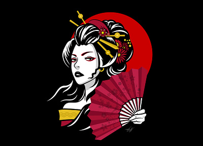 Mysterious geisha asia characterart characterdesign design digitalart fan geisha graphic design graphic designer illustration illustrator japan japanese kimono kyoto osaka tokyo vector