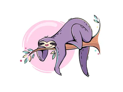 Lazy sloth character illustration animal cartoon cartoon animal character design character illustration comic comic animal illustration sloth vector