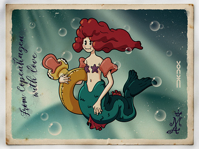 The little Mermaid. From Copenhagen with love branding cartoon character classic design dicdoc dicdocart graphic design illustration old photo poster retro retro poster retroart retrostyle rubber hose animation