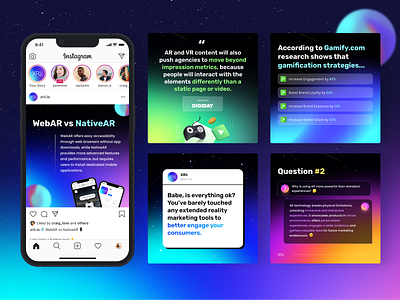XRii Social Media Post Designs - Part 1 augmented reality branding bright colourful design illustration instagram design instragram post social media social media post design social media templates space design ui
