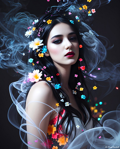 Covered in flowers 3d art work graphic design ilistration