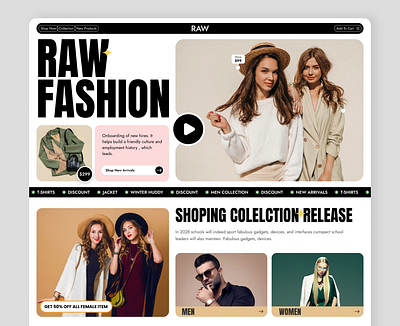 RAW - E-commerce Website Design design e commerce fashion landing page minimal new design shopify trendy ui ux website website design