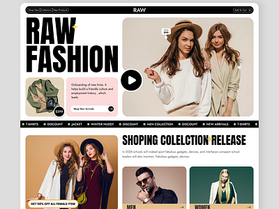 RAW - E-commerce Website Design design e commerce fashion landing page minimal new design shopify trendy ui ux website website design