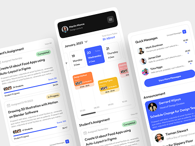 LMS Dashboard - Mobile Responsive Version application assignment clean dashboard design e learning education ios iphone learning lms management messages mobile responsive system teacher uidesign ux web app