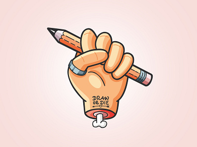 Draw or Die designer sticker draw or die hand drawn illustration vector art