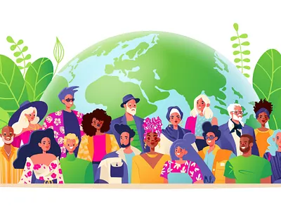 It was Earth Day 2d adobe illustrator art character concept concept art digitalart diver6 earth earth day ethnicity green illustration people planet planet earth plants vector