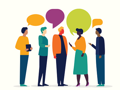Sharing Perspectives - Inclusive Minimalist Artwork colorful people community diversity flat design flat illustration group chat illustration illustrator inclusive minimalist sharing perspectives workplace