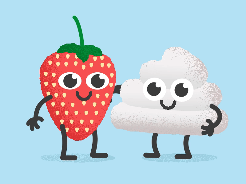 Feliz dia del Amigo! animation character cream cute dia del amigo illustration kawaii motiongraphics sabrizeta strawberries