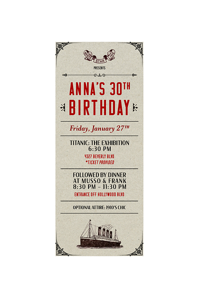 Titanic-themed Birthday Invitation adobe illustrator design graphic design invitation print design
