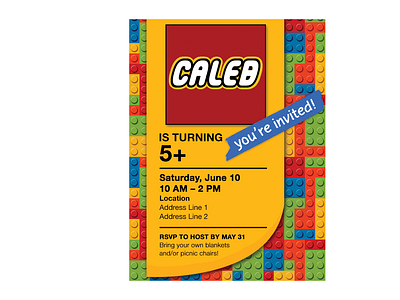 Lego-themed Birthday Invitation adobe photoshop design graphic design invitation print design