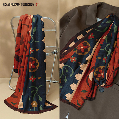 Scarf Mockup Collection 01 apparel clothes design download fabric fashion mockup photoshop psd scarf shawl template textile