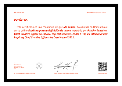 Writing for brand branding certificate cr design