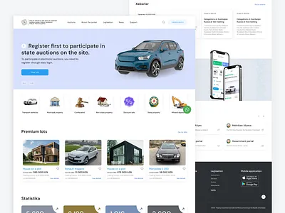 Auction center of the Azerbaijan Republic — Web site auction bidds branding design for company graphic design home page illustration iuux design landing page logo site ui ux uxui web site