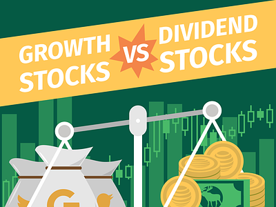 Growth stocks vs Dividend stocks adobe illustrator business cartoon character character design data visualisation finance flat flat illustration illustration infographic infographic design infographics infographie investment money stock market stocks trading vector