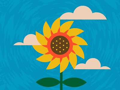 Summer Scene clouds design flower graphic design illustration malley design organic plants radial sky summer sunshine vector