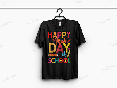 Happy First Day Of School T shirt Design apparel back to school childhood cloth clothing design fabric fashion first day gift for kid message pod print quote shirt style t shirt tee wear wish