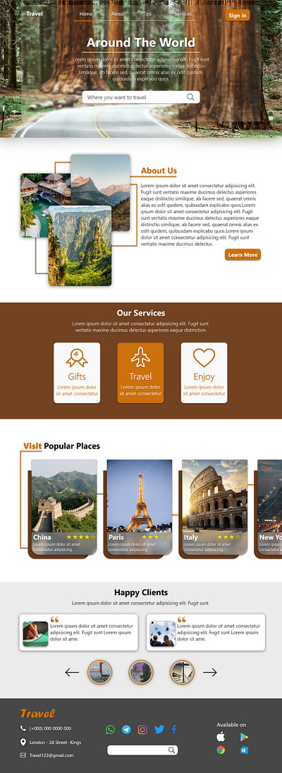 Travel design graphic design ui ux website design