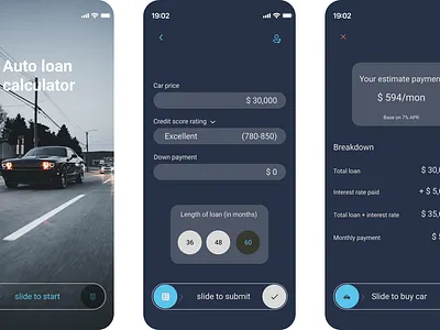 Auto loan calculation app dailyui figma ui